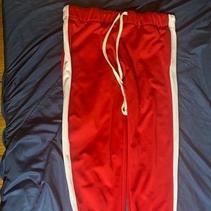 Fashion Nova Red and White striped joggers Size L. Never Worn